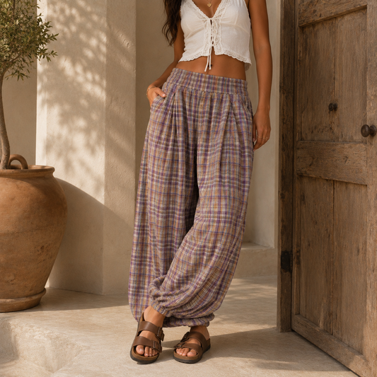 Plaid Fall Balloon Pants