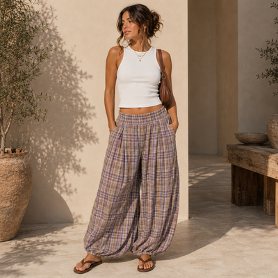 Plaid Fall Balloon Pants