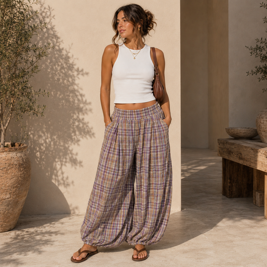 Plaid Fall Balloon Pants