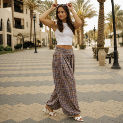Plaid Fall Balloon Pants
