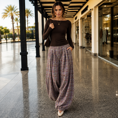Plaid Fall Balloon Pants